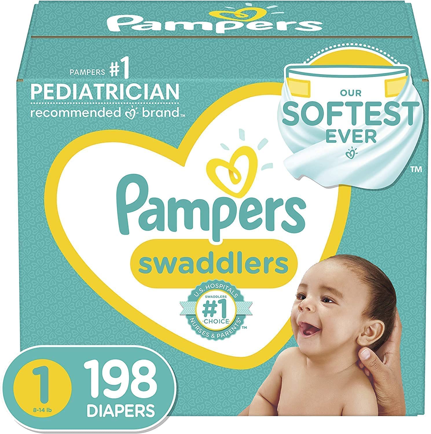 Pampers Pure Disposable Baby Diapers, Hypoallergenic and Fragrance Free  Protection Size 1, 198 Count, ONE MONTH SUPPLY : : Baby